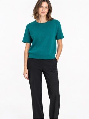 The Reset Essential Pullover Teal Short Sleeve Wool Sweater XS